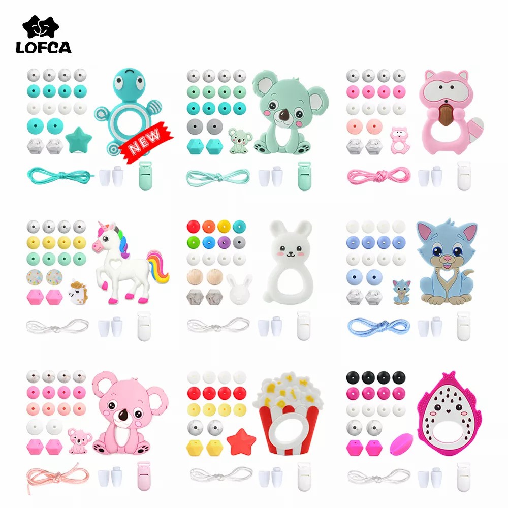 Baby Products Combo - LOFCA سيليكون عضاضة خرزات خشبية مجموعة